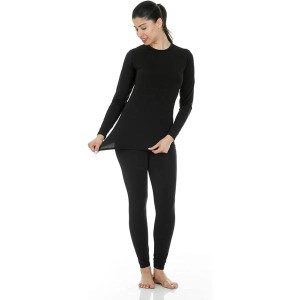Long Thermal Underwear for Women Fleece Lined Base Layer Pajama Set Cold Weather
