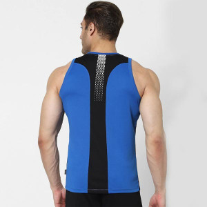 Men Blue Colour blocked Cotton Basic Innerwear Vest